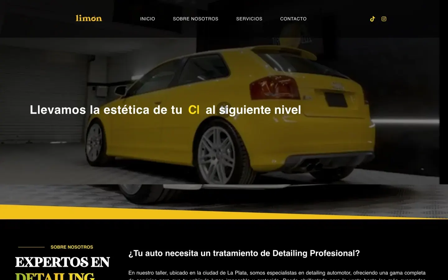 Sitio web de estética vehicular en La Plata, Limón Detail, vista escritorio